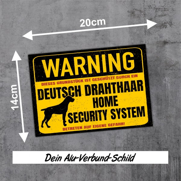 Deutsch Drahthaar DD Dog Schild Warning Security System Türschild Hundeschild Warnschild