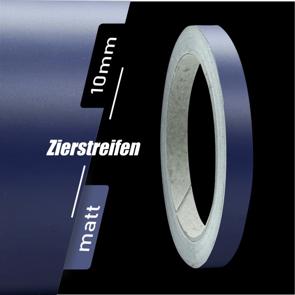 Zierstreifen Matt dunkelblau blau 10mm in in 10 m Länge für Auto Boot Klebeband Dekorstreifen Tuningstreifen Autofolie Siviwonder