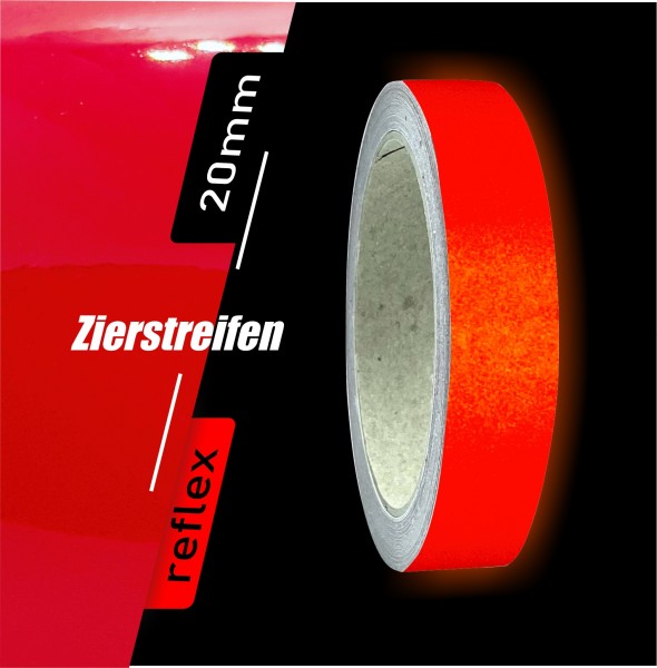 Zierstreifen reflektierend rot 20mm 10 m Länge für Auto Boot Klebeband Dekorstreifen Reflexstreifen Tuningstreifen Autofolie Siviwonder