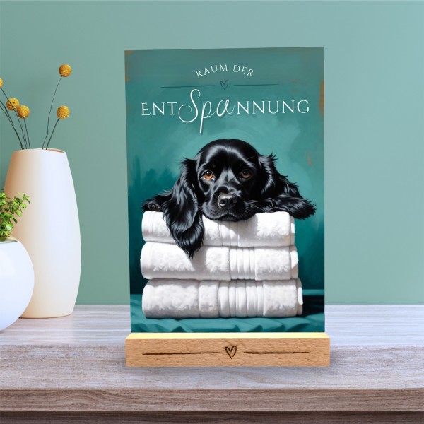 Hundeschild Deko Badezimmer Wellness Cocker Spaniel Schild Spruch