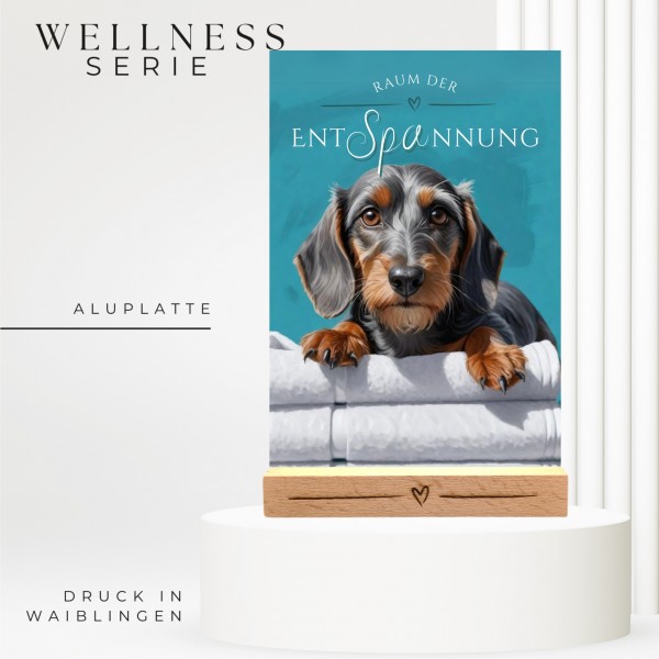 Hundeschild Deko Badezimmer Wellness Rauhaardackel Dackel Schild Spruch