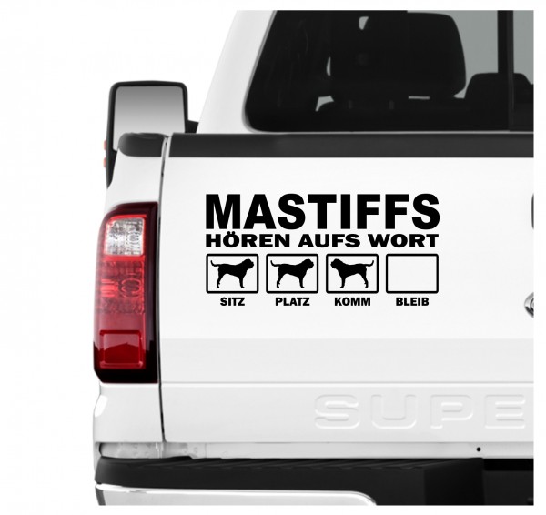 Mastiff Englischer Old English Mastiff Hört aufs Wort Hunde Aufkleber Sticker Autoaufkleber Wandtattoo Tattoo