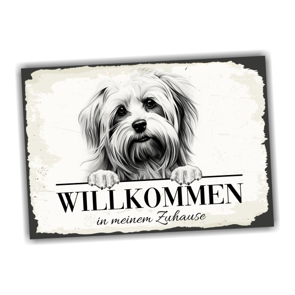 Hundeschild Willkommen Zuhause Löwchen Schild Achtung Spruch