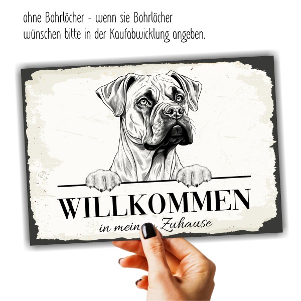 Hundeschild Willkommen Zuhause Boxer deutscher Schild