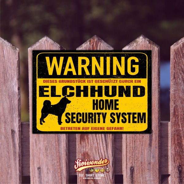 Elchhund Elch Jagdhund Dog Schild Warning Security System Türschild Hundeschild Warnschild