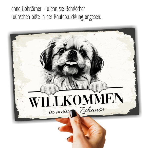 Hundeschild Willkommen Zuhause Pekinese Pekingese Schild Achtung Spruch