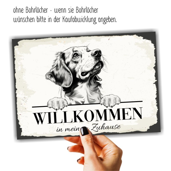 Hundeschild Willkommen Zuhause Epagneul Breton Schild Achtung Spruch