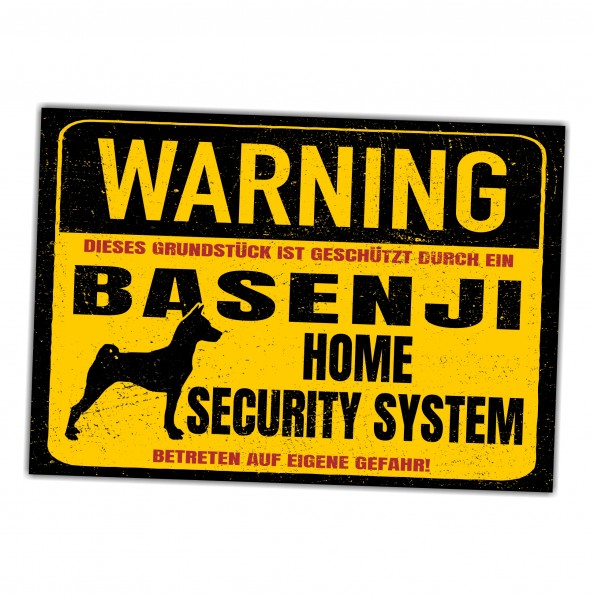 Basenji African Bush Dog Schild Warning Security System Türschild Hundeschild Warnschild