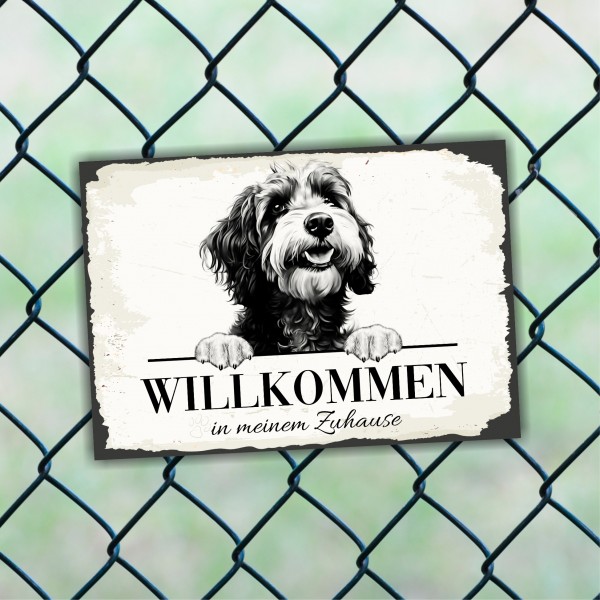 Hundeschild Willkommen Zuhause Portugiesischer Wasserhund Schild Achtung Spruch