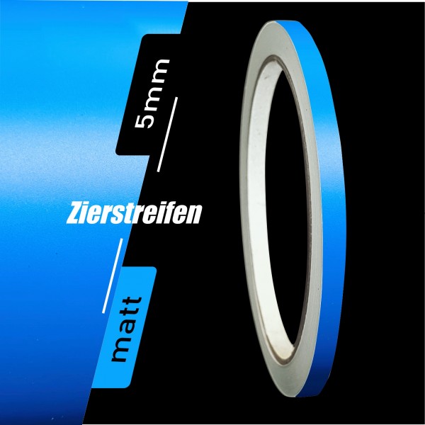 Zierstreifen Matt azurblau azur blau hellblau 5mm in in 10 m Länge für Auto Boot Klebeband Dekorstreifen Tuningstreifen Autofolie Siviwonder