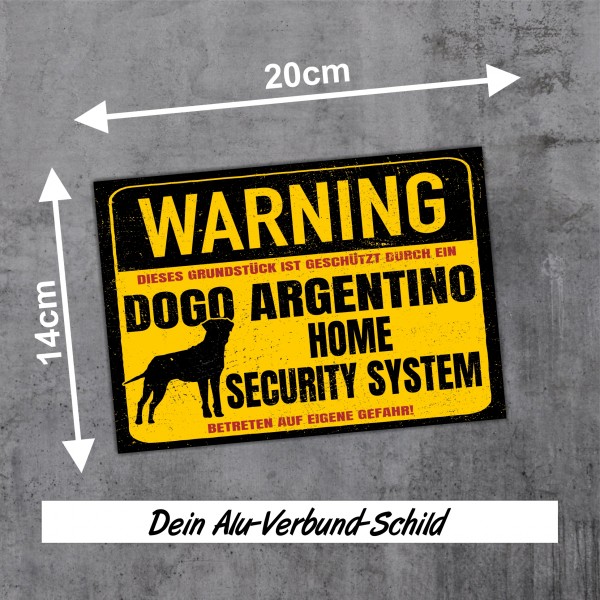Dogo Argentino Dogge Dog Schild Warning Security System Türschild Hundeschild Warnschild