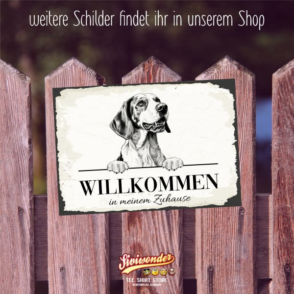 Hundeschild Willkommen Zuhause Harrier Beagle Schild Achtung Spruch