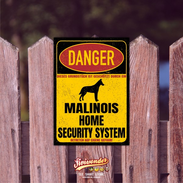 Malinois Belgian Mali Türschild Danger Security System Warnschild Hund Schilder Hundeschild