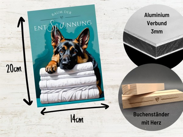 Hundeschild Deko Badezimmer Wellness Deutscher Schäferhund Schild Spruch