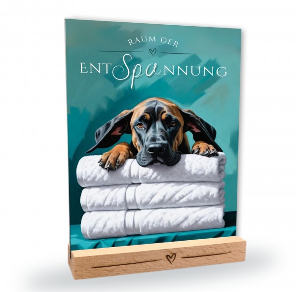 Hundeschild Deko Badezimmer Wellness Dogge deutsche Schild Spruch