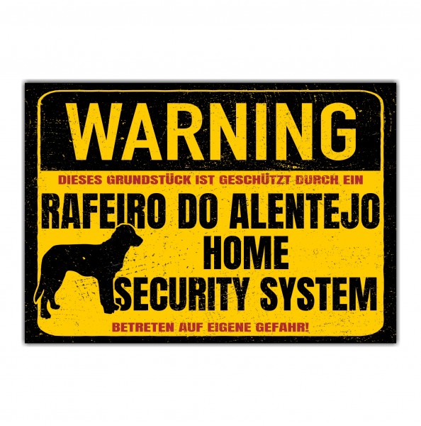 Schild Rafeiro do Alentejo Mastiff Warning Security System Türschild Hundeschild Warnschild Hund