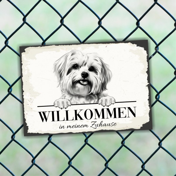 Hundeschild Willkommen Zuhause Malteser Maltese Schild Achtung Spruch
