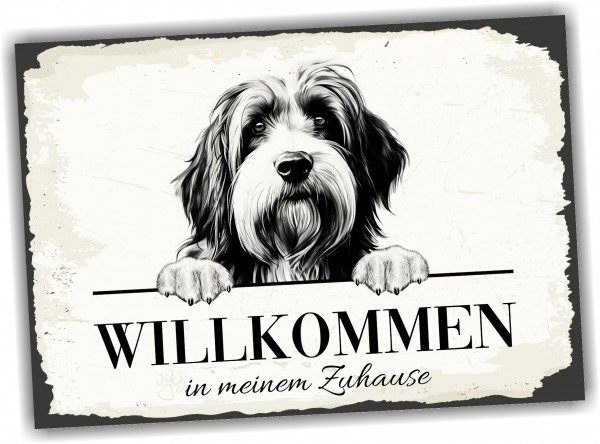 Hundeschild Willkommen Zuhause Bearded Collie Beardie Schild