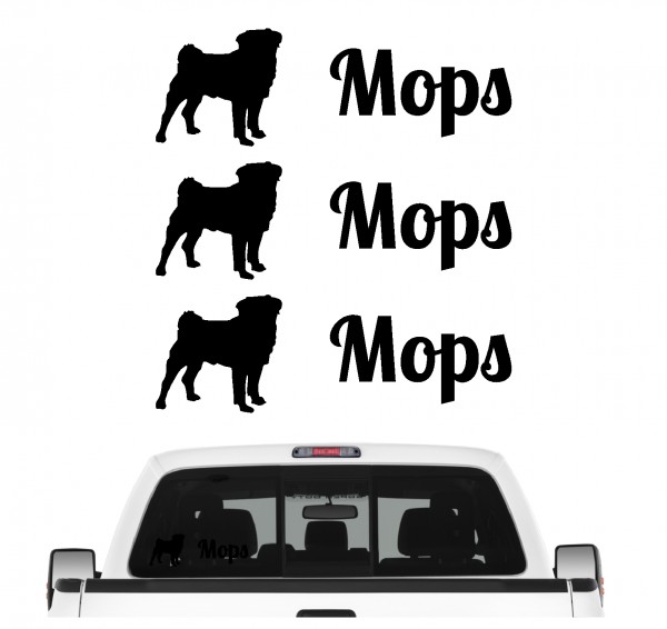 Mops Pug Carlino Chinese pug Dutch bulldog Dutch mastiff Mini mastiff Carlin Doguillo Dog 3er Set AUTOAUFKLEBER Aufkleber Hunde Hundemotiv by SIVIWONDER