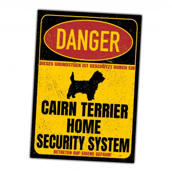 Cairn Terrier Kern Dog Türschild Danger Security System Warnschild Hund Schilder Hundeschild happy Design by Siviwonder