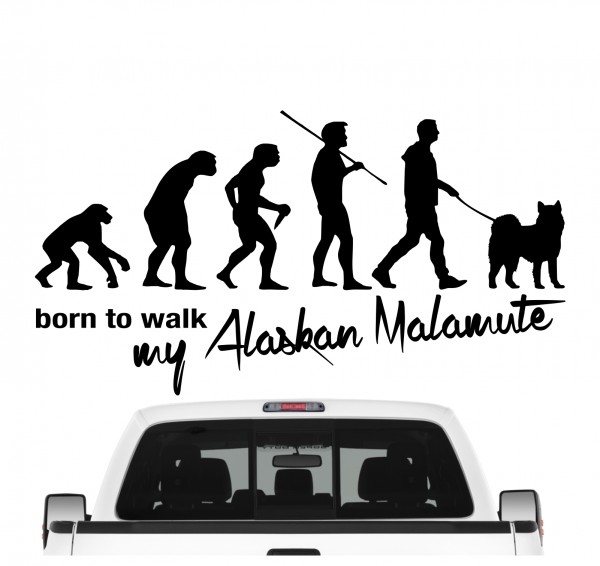 Akita InAlaskan Malamute Mally Mal Evolution Born to Walk Hunde Aufkleber Sticker Autoaufkleber Wandtattoo Tattoo