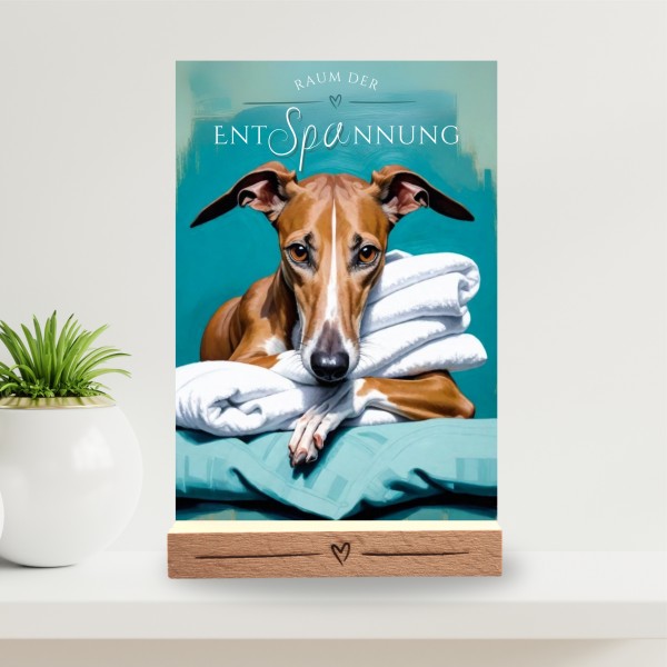 Hundeschild Deko Badezimmer Wellness Whippet Schild Spruch