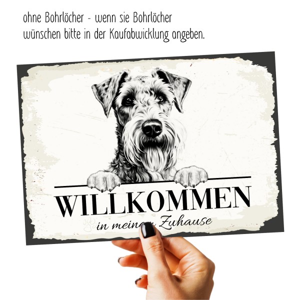 Hundeschild Willkommen Zuhause Airedale Terrier Schild Achtung Spruch