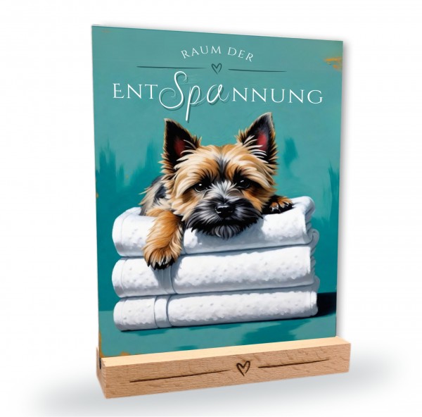 Hundeschild Deko Badezimmer Wellness Cairn Terrier Kern Schild Spruch