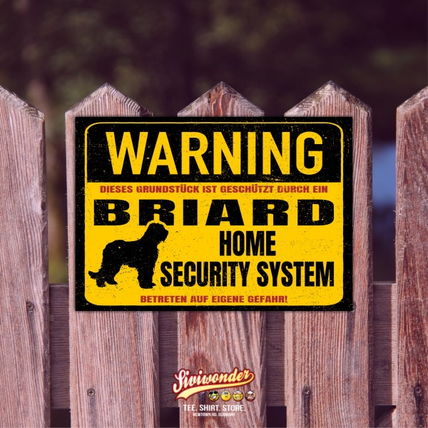 Briard Berger de Brie Dog Schild Warning Security System Türschild Hundeschild Warnschild