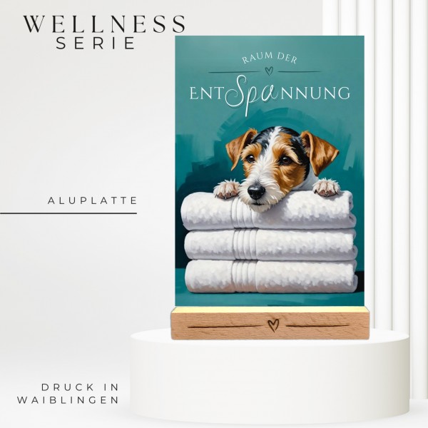 Hundeschild Deko Badezimmer Wellness Foxterrier Schild Spruch