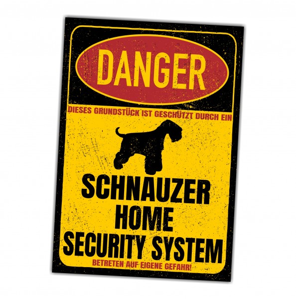 Schnauzer Türschild Danger Security System Warnschild Hund Schilder Hundeschild