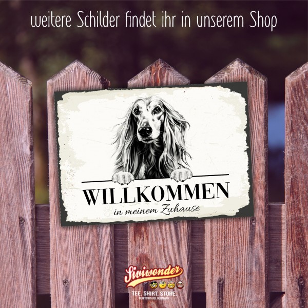 Hundeschild Willkommen Zuhause Afghane Schild Achtung