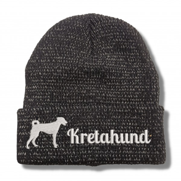 Kretahund reflektierende Mütze Stickerei Hund Winter Strickmütze reflex Beanie warm