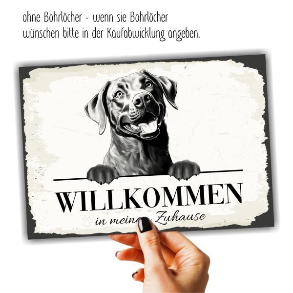 Hundeschild Willkommen Zuhause Labrador Labby Schild Achtung Spruch