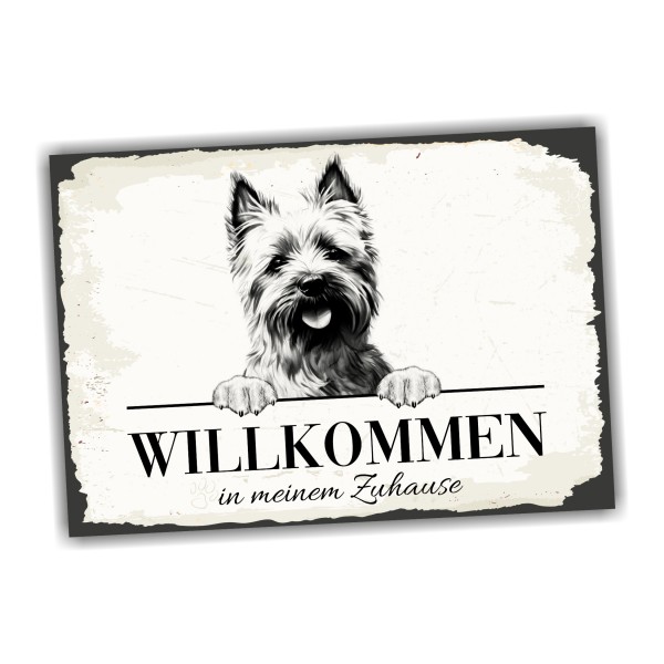 Hundeschild Willkommen Zuhause Cairn Terrier Kern Schild Achtung Spruch Türschild