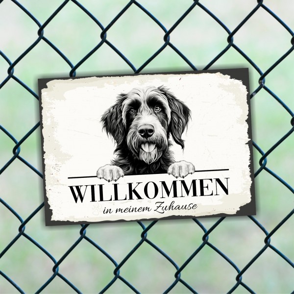 Hundeschild Willkommen Zuhause Deutsch Drahthaar Schild Achtung Spruch