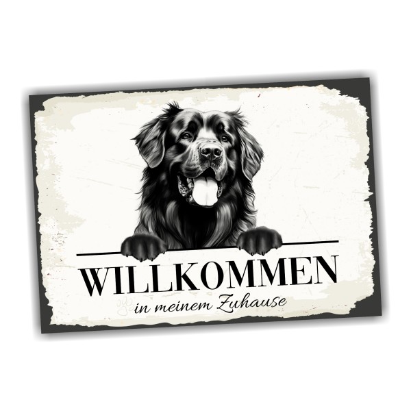 Hundeschild Willkommen Zuhause Neufundländer NeufiSchild Achtung Spruch