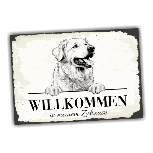 Hundeschild Willkommen Zuhause Pyrenäenberghund Schild Achtung Spruch