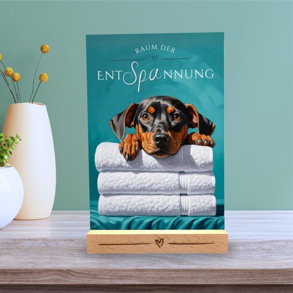 Hundeschild Deko Badezimmer Wellness Deutscher Pinscher Schild Spruch