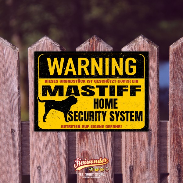 Mastiff Englischer Schild Warning Security System Türschild Hundeschild Warnschild Hund Achtung