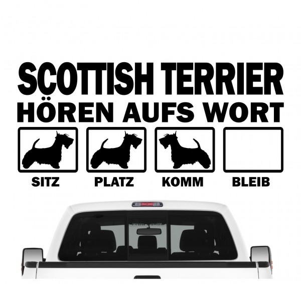 Scottish Terrier Scottie Aberdeen Terrier Scotch Hört aufs Wort Hunde Aufkleber Sticker Autoaufkleber Wandtattoo Tattoo