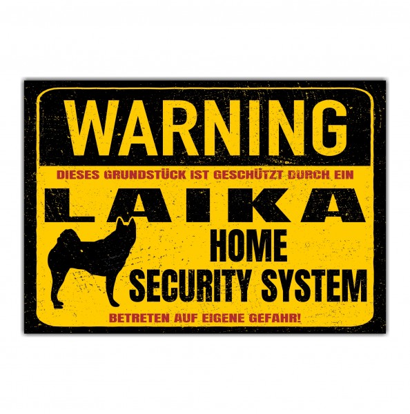 Laika Schild Warning Security System Türschild Hundeschild Warnschild Hund Laiki Russland