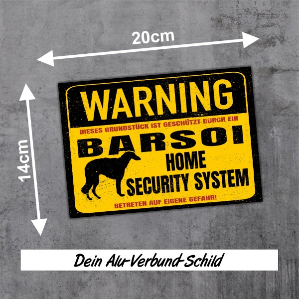 Barsoi Borzoi Dog Schild Warning Security System Türschild Hundeschild Warnschild