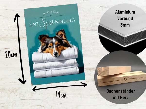 Hundeschild Deko Badezimmer Wellness Sheltie Shetland Sheepdog Schild Spruch