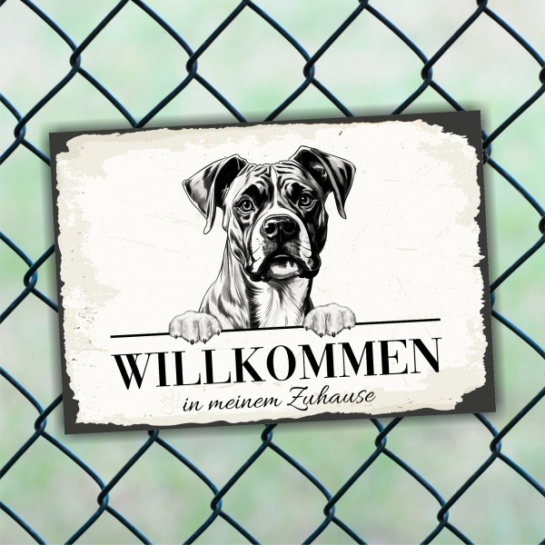Hundeschild Willkommen Zuhause Boxer deutscher Schild