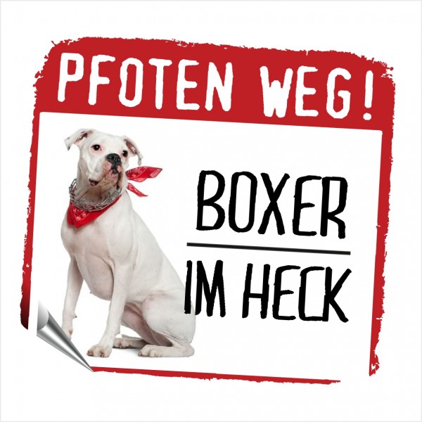 Boxer weiß Pfoten weg Aufkleber Digitaldruck Motiv by SIVIWONDER