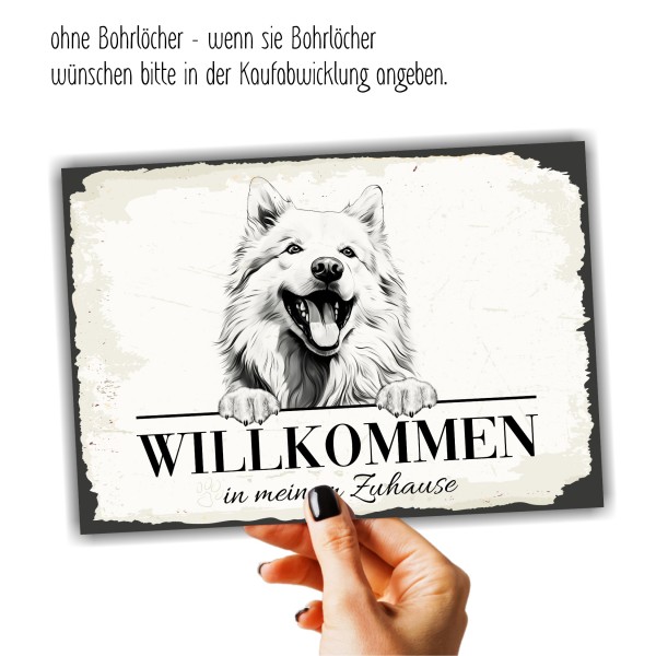 Hundeschild Willkommen Zuhause Samojede Sammy Schild Achtung Spruch