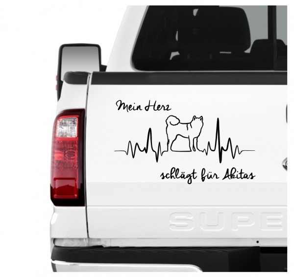 Akita Inu Japan Small Japanese Dog Hundeaufkleber Herz AUTOAUFKLEBER Hunde HEARTBEAT EKG by SIVIWONDER