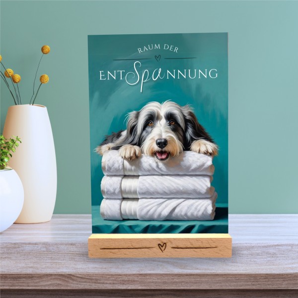 Hundeschild Deko Badezimmer Wellness Bearded Collie Beardie Schild Spruch