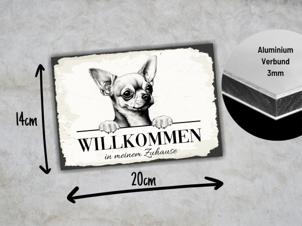 Hundeschild Willkommen Zuhause Chihuahua Schild Achtung Spruch Türschild